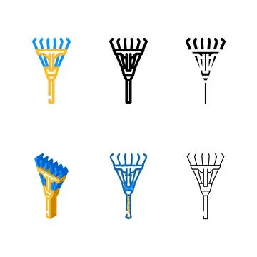 Rake garden tool color icon multipack vector Illustrazione stock