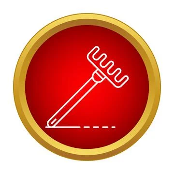 Rake garden tool icon on red background Stockillustratie