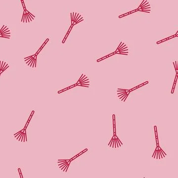 Rake garden tool line seamless pattern Stock Illustration