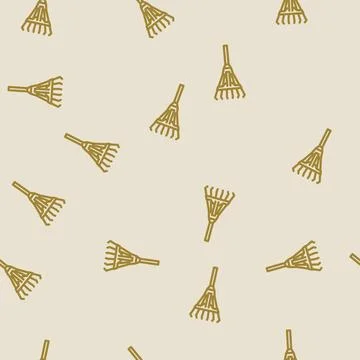 Rake garden tool line vector seamless pattern Illustrazione stock