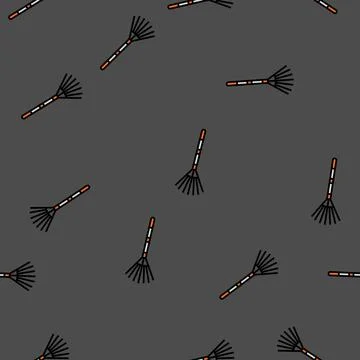Rake garden tool vector seamless pattern Stock Illustration