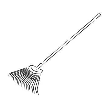 Rake for gardening vector doodle line art illustration, sticker, icon. Isolat Stock Illustration