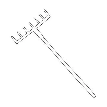 Rake icon. Black Outline Linear Sketch Drawing. Vector Outline Graphic Hand d Stock Illustration