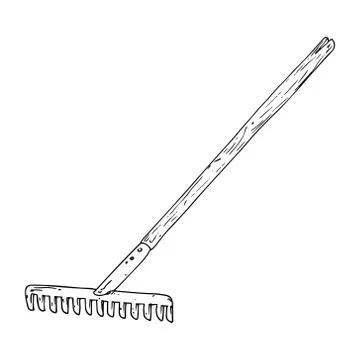 Rake icon. Vector illustration of a rake. Hand drawn  rake. Stock Illustration
