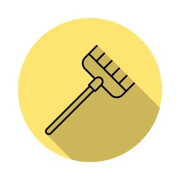 Rake outline icon in long shadow style Stock Illustration