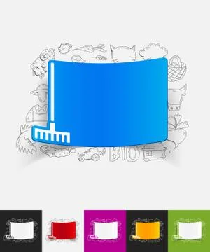 Rake paper sticker with hand drawn elements 스톡 일러스트