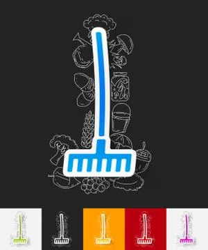 Rake paper sticker with hand drawn elements Stock Illustration