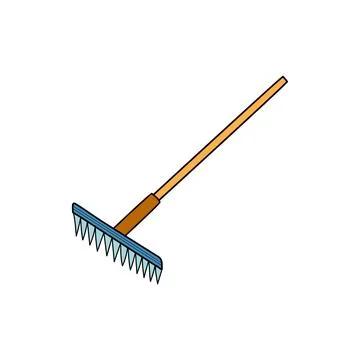 Rake tool for garden isolated element in cartoon style. Agriculture and farming Stock Illustration
