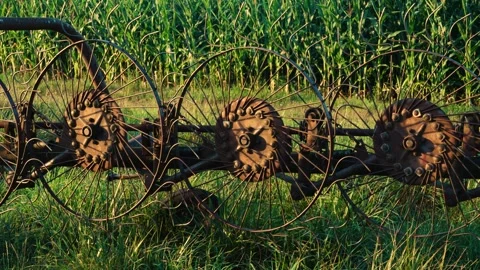 Rake turner farm machine Stock Footage 280865500