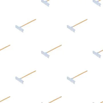 Rake with a wooden handle pattern seamless vector Illustration