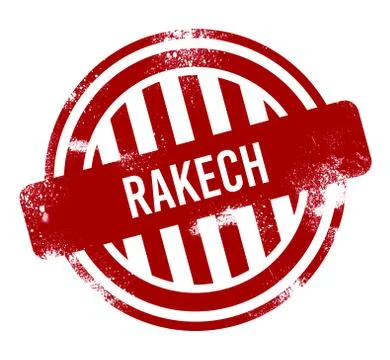 Rakech - Red grunge button, stamp Stock-Illustration