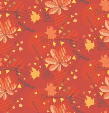 Raker with fallen leaves Stock Illustration