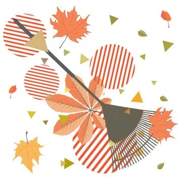 Raker with fallen leaves Stock Illustration