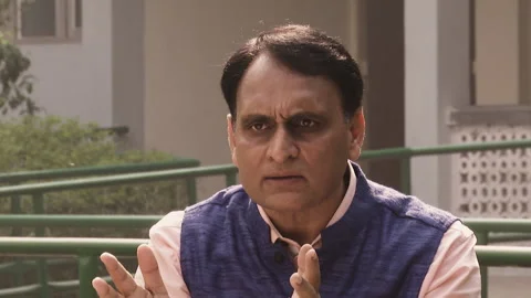 Rakesh Sinha Bigwig of India's RSS Talks About India as superpower Stock Footage 264302916