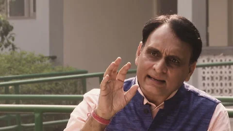 Rakesh Sinha Bigwig of RSS Modi wants to integrate India with the global economy Video stock 264303449