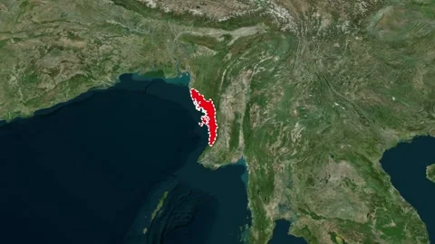 Rakhine State Myanmar Highlighted Map Concept 4K 스톡 동영상 330383433