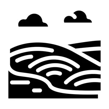 Raking current river icon Vector Glyph Illustration Ilustração Stock