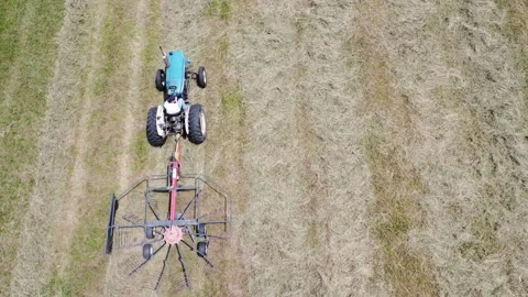 Raking hay Stock Footage 264070001