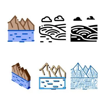 Raking variety current river icon vector outline Stock Illustration