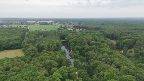 Rakotzbrücke arch and its reflection deep in Kromlau forest Stock Footage 340646660
