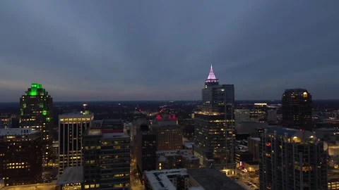 Raleigh Cityscape at Night Panning2 Stock Footage 328534562