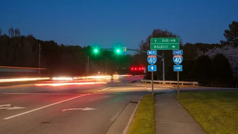 Raleigh Durham NC I40 Interchange Traffic Timelapse Stock Footage 73732290