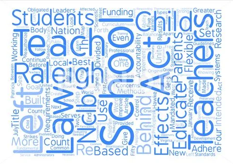 Raleigh Schools Implement No Child Left Behind Act text background word cloud Stock Illustration