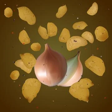 Ralistic potato chips. Stock Illustration