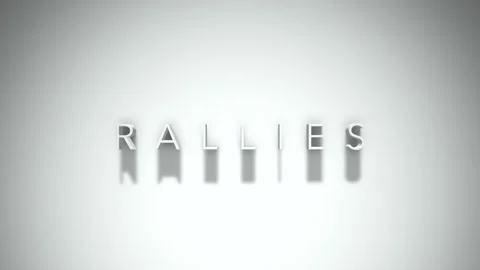 Rallies 3D title animation with shadows on a white background Stock Footage 297797765