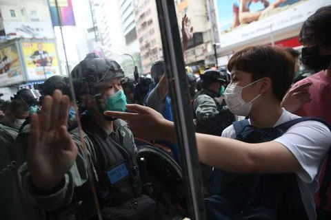 Rally against the implementation of the national security law in Hong Kong, Chin Stock Photos