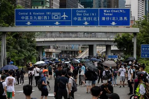 Rally against the implementation of the national security law., Hong Kong, China Stock Photos
