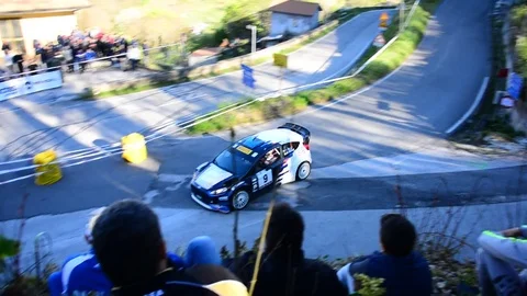 Rally Car broken gear cornering, 7th International Rally of Cassino, Italy 2017 Stock Footage 74499776