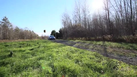 Rally car dirt corner Stock Footage 56861382