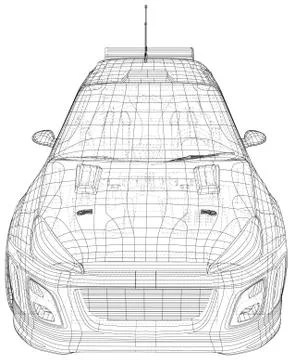Rally car illustration vector. Wire-frame line isolated. Vector rendering of 3d Stock-Illustration