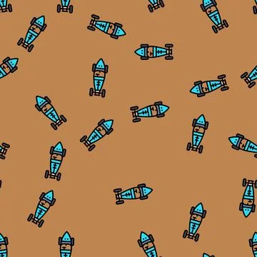 Rally car top view vector seamless pattern Stock Illustration
