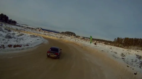 Rally drive cross ice Stock Footage 86319957