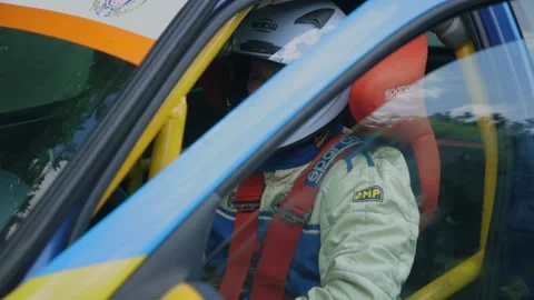 Rally driver ready to race 스톡 동영상 142694841
