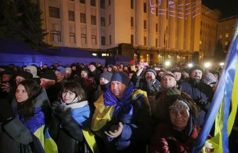 Rally in Kiev, during the Normandy Format talks in Paris, Ukraine - 10 Dec 2019 Stock Photos