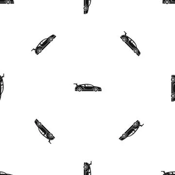 Rally racing car pattern seamless black Illustrazione stock