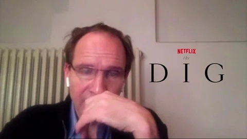 Ralph Fiennes is interviewed for new Netflixs movie 'The Dig' - 2021 Video stock 154355853
