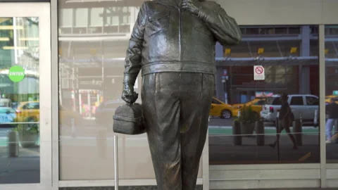Ralph Kramden Statue in NYC New York near Port Authority bus terminal 動画素材 201371849