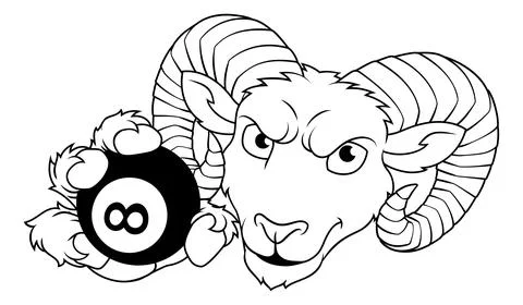 Ram Billy Goat Sheep 8 Ball Pool Billiards Mascot Stock Illustration