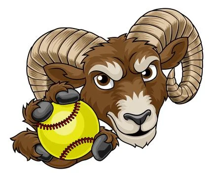 Ram Billy Mountain Goat Sheep Softball Mascot Stock Illustration