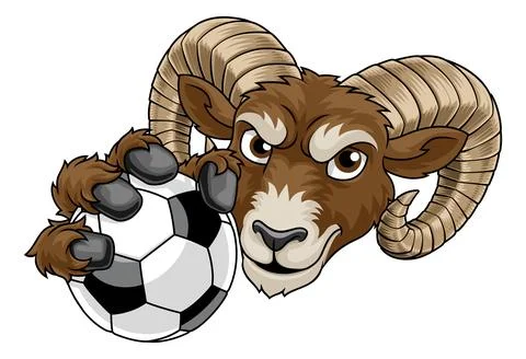 Ram Billy Mountain Goat Sheep Soccer Mascot Stock Illustration