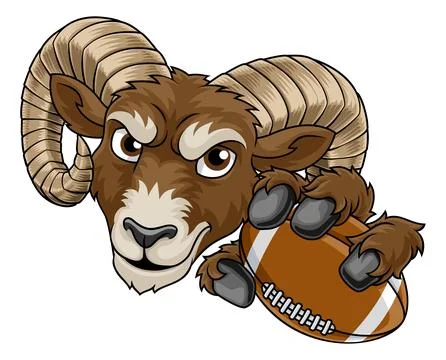 Ram Billy Mountain Goat Sheep Football Mascot Stock Illustration
