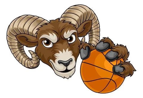 Ram Billy Mountain Goat Sheep Basketball Mascot Stock Illustration