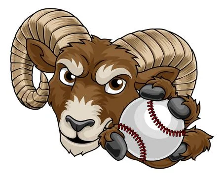 Ram Billy Mountain Goat Sheep Baseball Mascot Stock Illustration