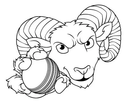 Ram Billy Mountain Goat Sheep Cricket Mascot Stock Illustration