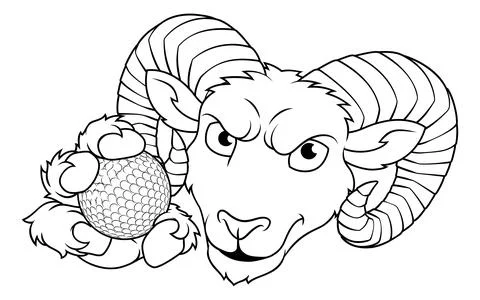 Ram Billy Mountain Goat Sheep Bighorn Golf Mascot Stock Illustration