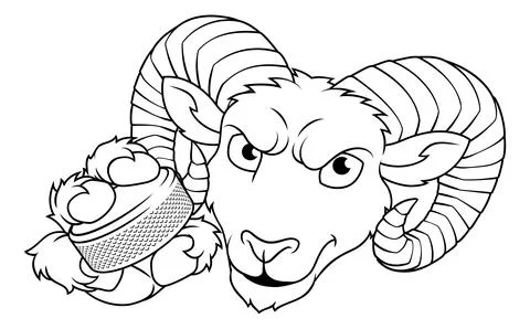 Ram Billy Mountain Goat Sheep Ice Hockey Mascot Stock Illustration